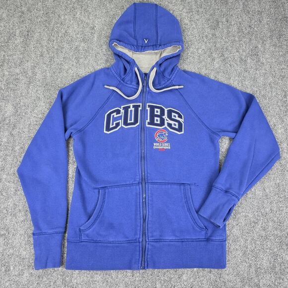 Antigua Tops - Chicago Cubs Hoodie Womens Small Blue MLB Baseball 2016 World Series Thumb Holes